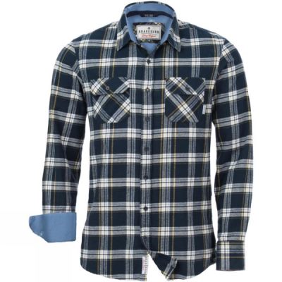 Camisa Brakeburn Check Flannel Hombre Azul Marino - Chile SNH948321